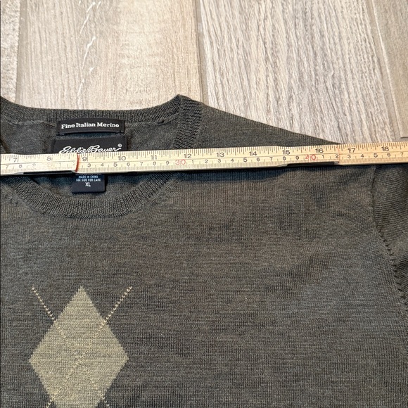 Mens Eddie Bauer Men’s 100% Merino Wool Olive Green Sweater Size XL - Picture 5 of 7